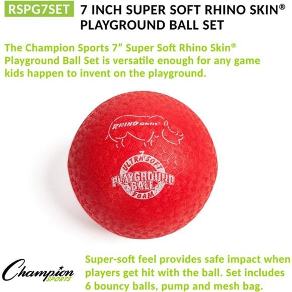 Playground Ball Set: Six Large Rhino Skin Soft Inflatable Balls for Kids Outdoor - Picture 3 of 7